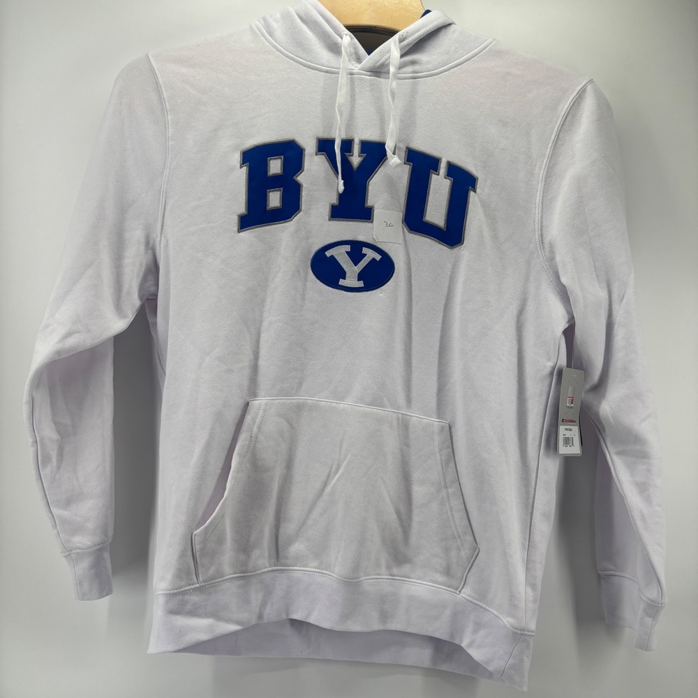 Colosseum BYU Cougars Hoodie Mens XL White Blue Embroidered NWT NCAA College